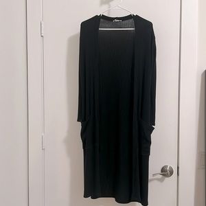 Bar III Macy’s Open Front Long Sleeved Ribbed Duster Cardigan Black Size XXS